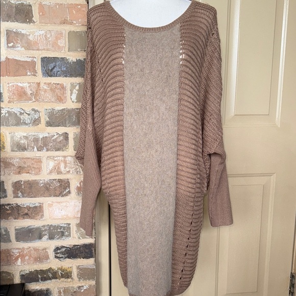 Love Riche Taupe Angora Blend Knit Sweater Oversized Dolman Batwing Sleeve - Picture 1 of 9